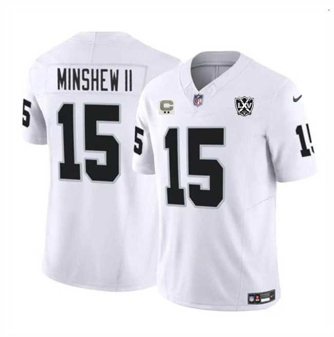 Men & Women & Youth Las Vegas Raiders #15 Gardner Minshew II White 2024 F.U.S.E 65th Anniversary Patch Vapor Stitched Jersey